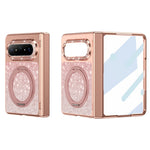 For Huawei Pura X Max Magnetic Case Rotating Kickstand Glitter PU Leather + PC Phone Cover with Screen Protector