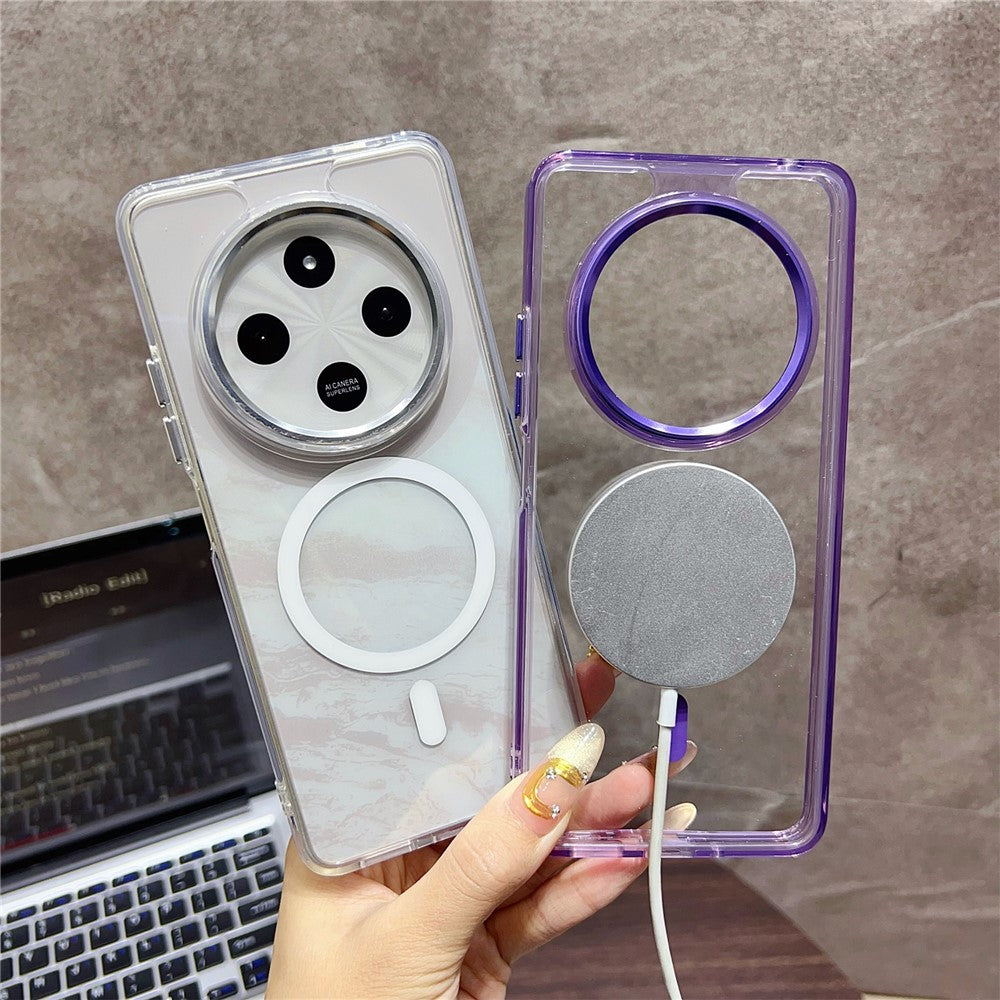 Magnetic Case For Xiaomi Redmi 14C 4G  /  5G  /  14R 5G  /  Poco C75 4G Shockproof TPU + PC Clear Phone Cover