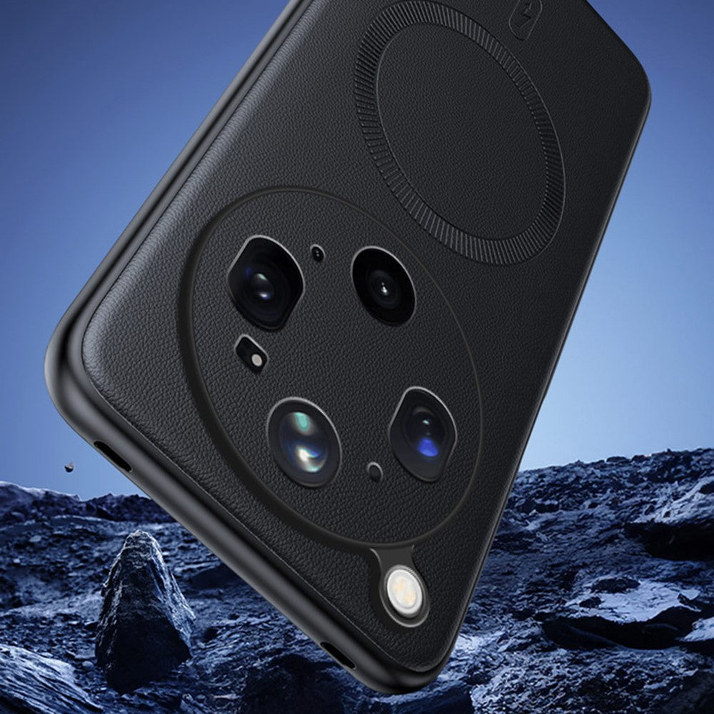 Til Oppo Find X9 Ultra 5G Magnetisk Etui Læderbelagt TPU + PC Telefoncover