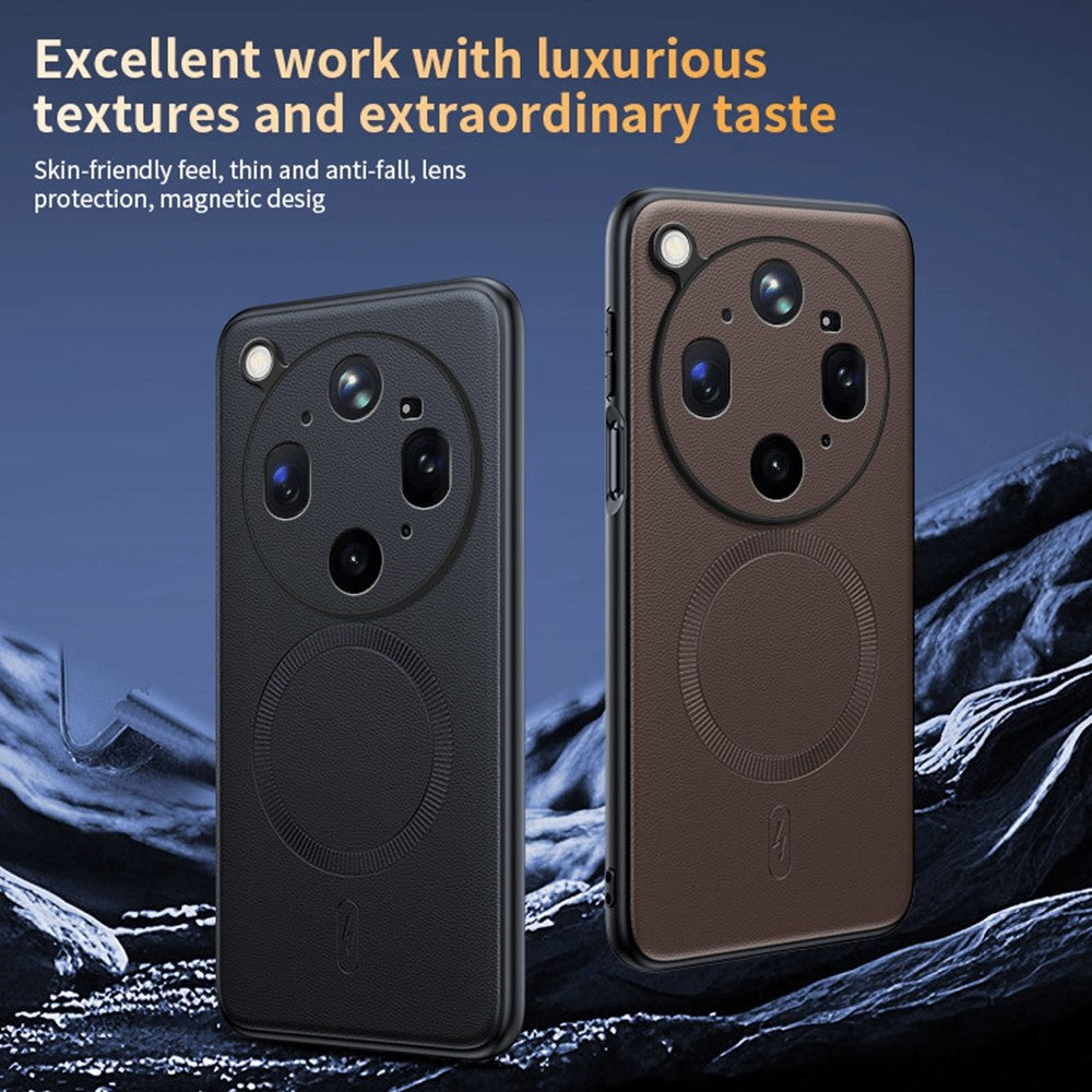 For Oppo Find X9 Ultra 5G Magnetic Case Leather Coated TPU + PC Phone Cover