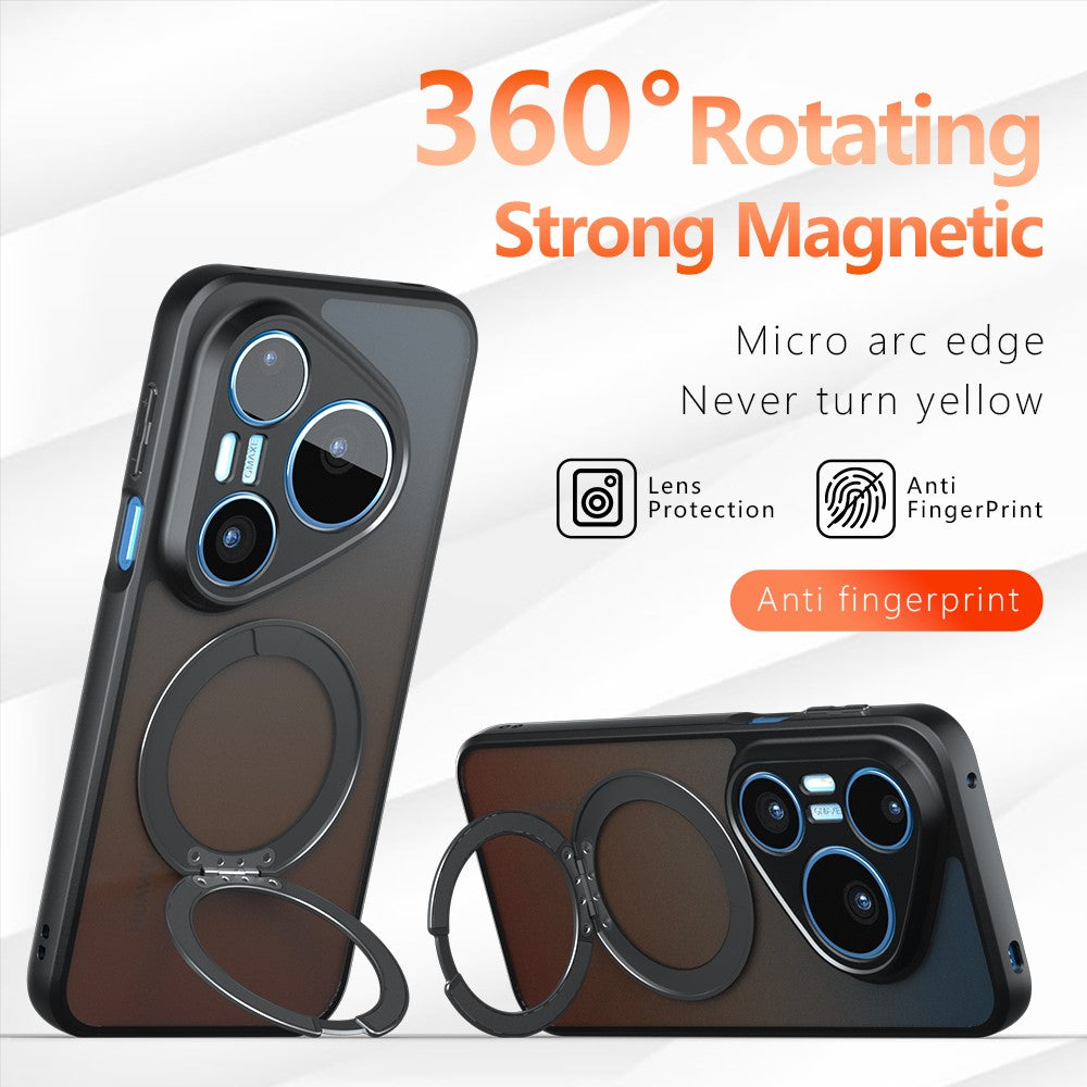 Huawei Pura 90 Pro Matt Skin-touch Magnetiskt Skal 360° Roterande Stativ Stötsäkert TPU + PC mobilskal