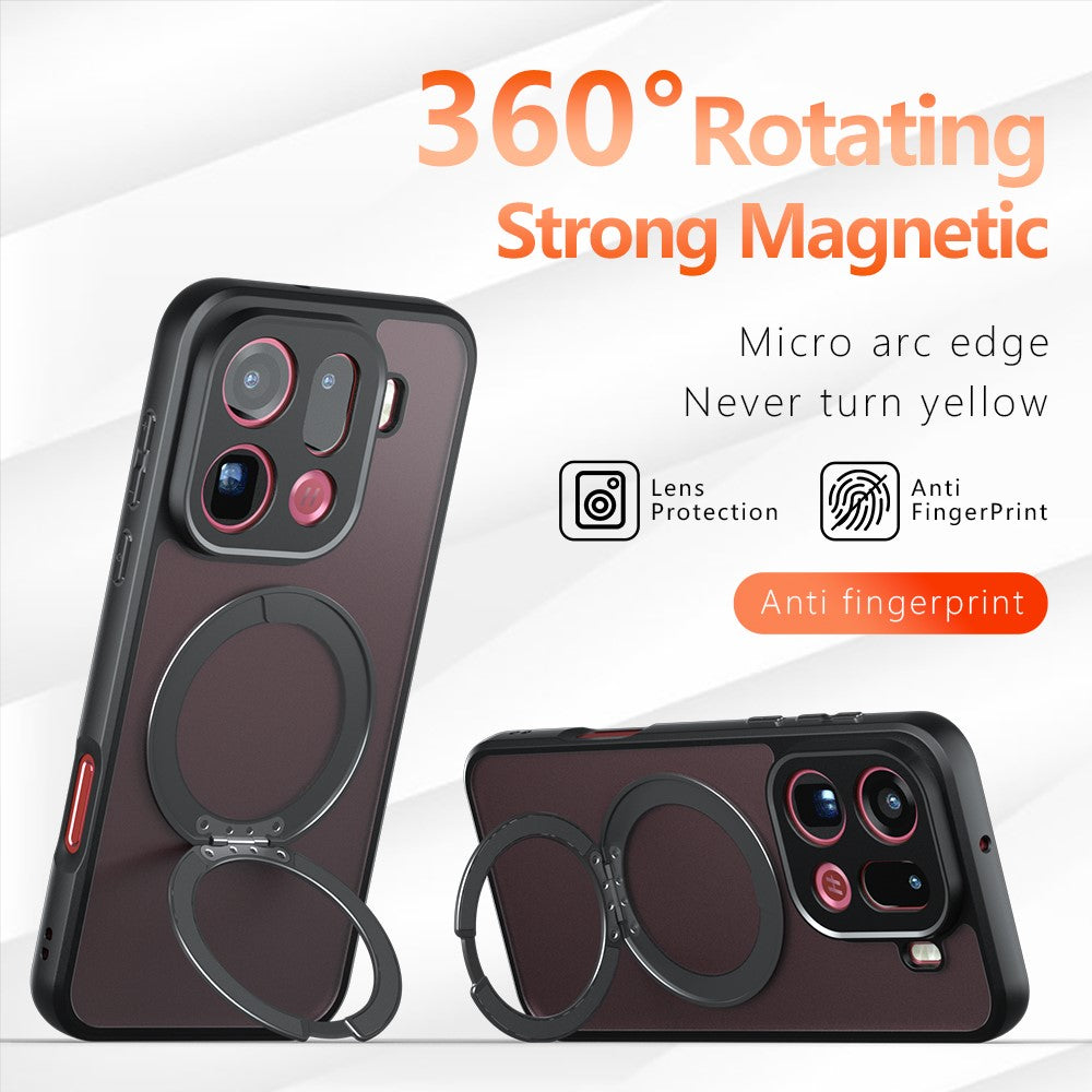 For Oppo Find X9 Pro 5G Matte Skin-touch Magnetic Case 360° Rotating Kickstand Shockproof TPU + PC Phone Cover