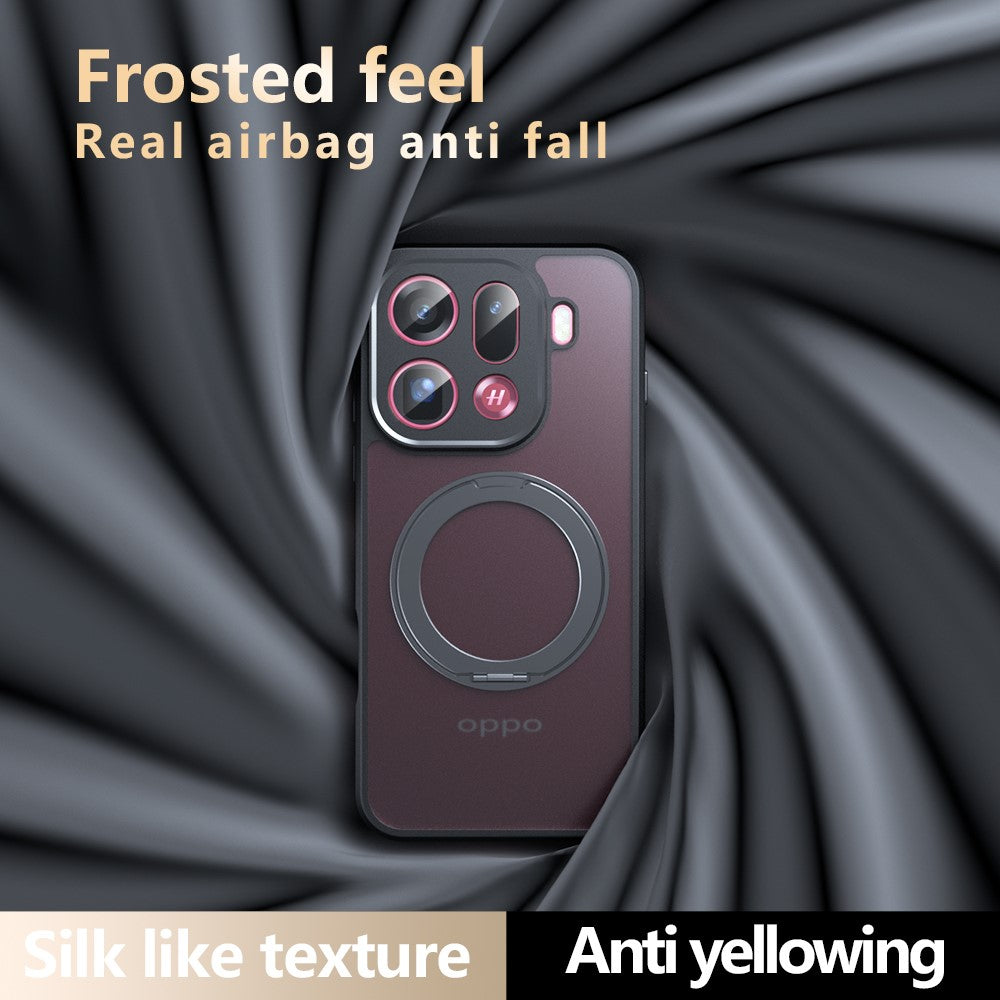 For Oppo Find X9 Pro 5G Matte Skin-touch Magnetic Case 360° Rotating Kickstand Shockproof TPU + PC Phone Cover