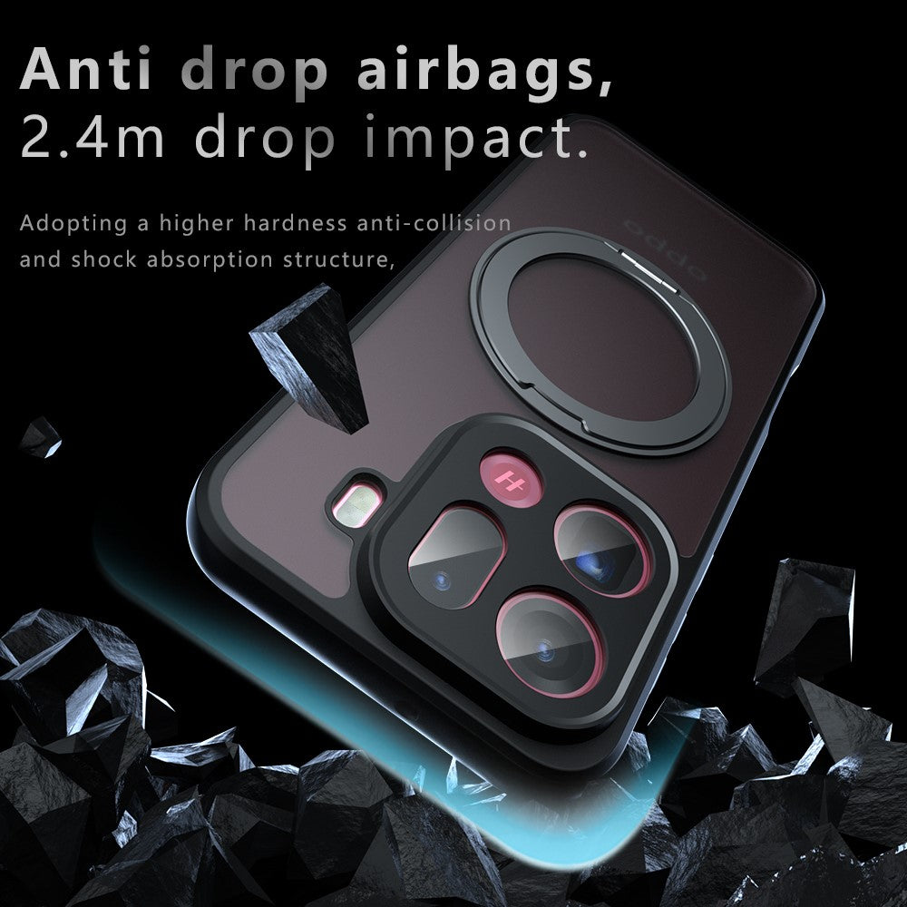 For Oppo Find X9 Pro 5G Matte Skin-touch Magnetic Case 360° Rotating Kickstand Shockproof TPU + PC Phone Cover