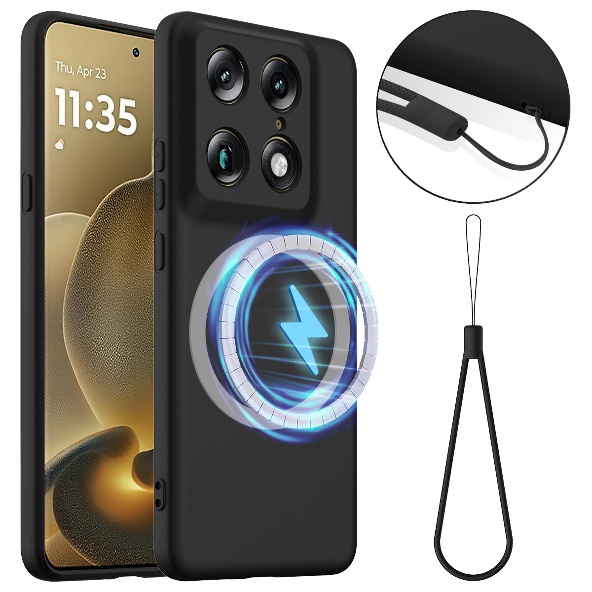 Motorola Signature 5G / Motorola Moto X70 Air Pro 5G / Motorola Edge 70 Ultra 5G magnetisk, faldsikkert mobilskal af flydende silikone med rem