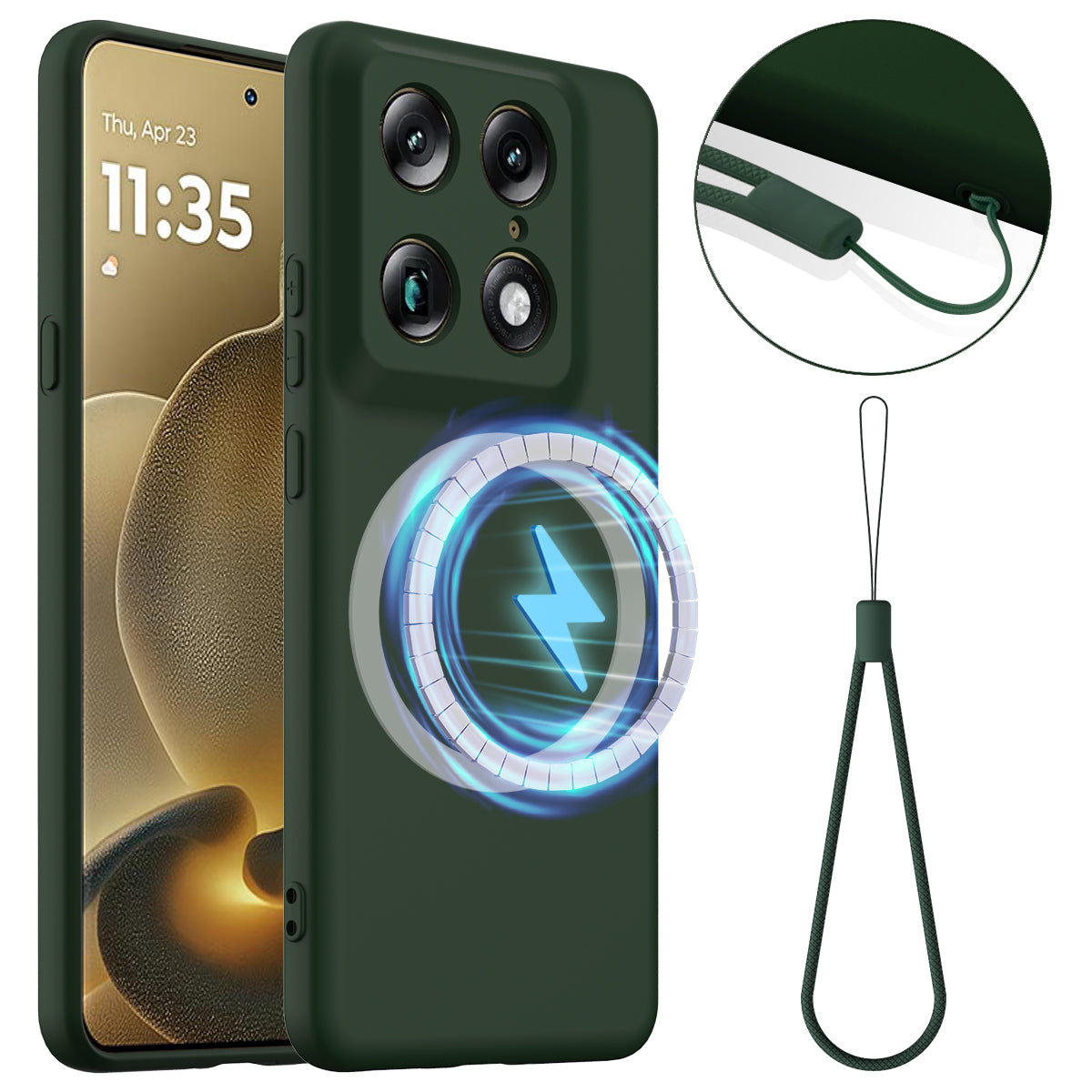 Motorola Signature 5G / Motorola Moto X70 Air Pro 5G / Motorola Edge 70 Ultra 5G magnetisk, faldsikkert mobilskal af flydende silikone med rem