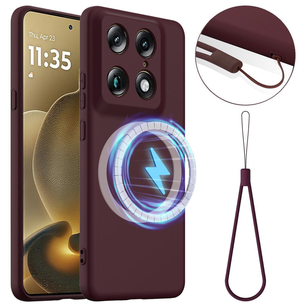 Motorola Signature 5G / Motorola Moto X70 Air Pro 5G / Motorola Edge 70 Ultra 5G magnetisk, faldsikkert mobilskal af flydende silikone med rem