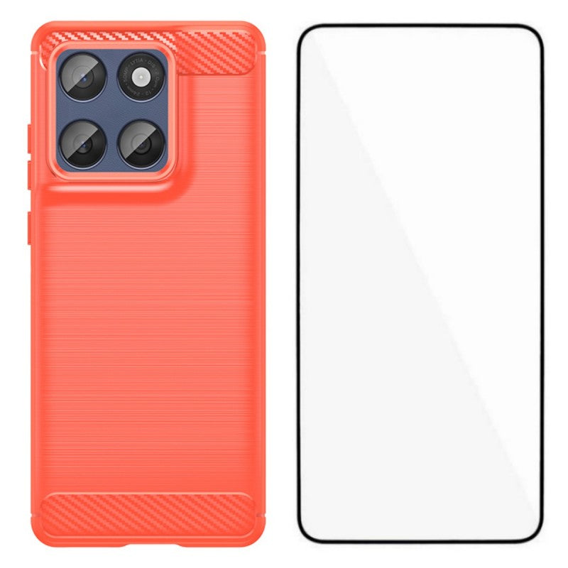 WANLONFENG-cover til Motorola Signature 5G / Motorola Moto X70 Air Pro 5G med skærmfilm, LS-serien, stort linsehul, børstet tekstur, TPU-mobilcover
