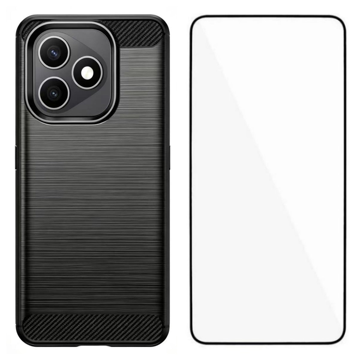 WANLONFENG for Honor X8d 4G Case with Screen Film LS Series Big Lens Hole Brushed Texture TPU Phone Cover