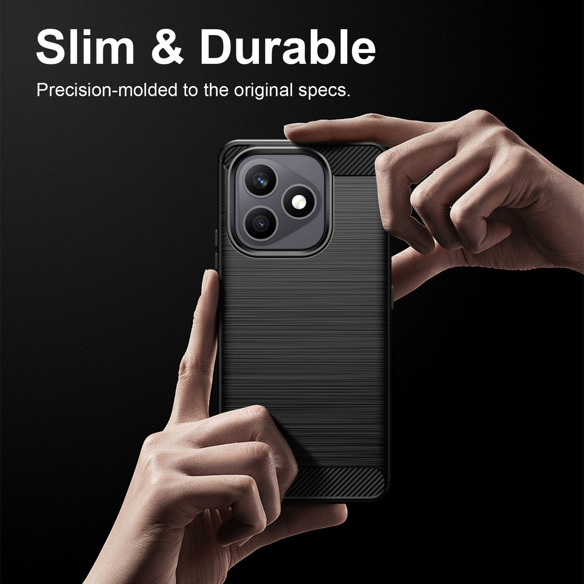 WANLONFENG for Honor X8d 4G Case with Screen Film LS Series Big Lens Hole Brushed Texture TPU Phone Cover