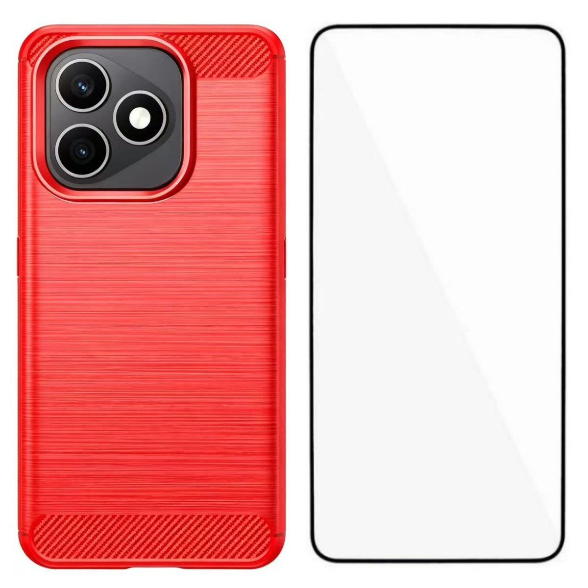 WANLONFENG for Honor X8d 4G Case with Screen Film LS Series Big Lens Hole Brushed Texture TPU Phone Cover