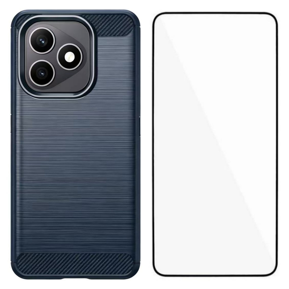 WANLONFENG for Honor X8d 4G Case with Screen Film LS Series Big Lens Hole Brushed Texture TPU Phone Cover