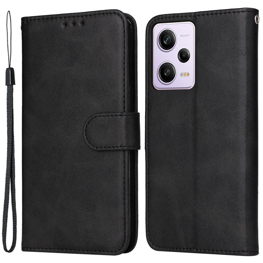 Xiaomi Redmi Note 12 Pro+ 5G Plånboksfodral i PU-läder med kalvstruktur, vikbart stativ, magnetisk stängning, mobilfodral med rem