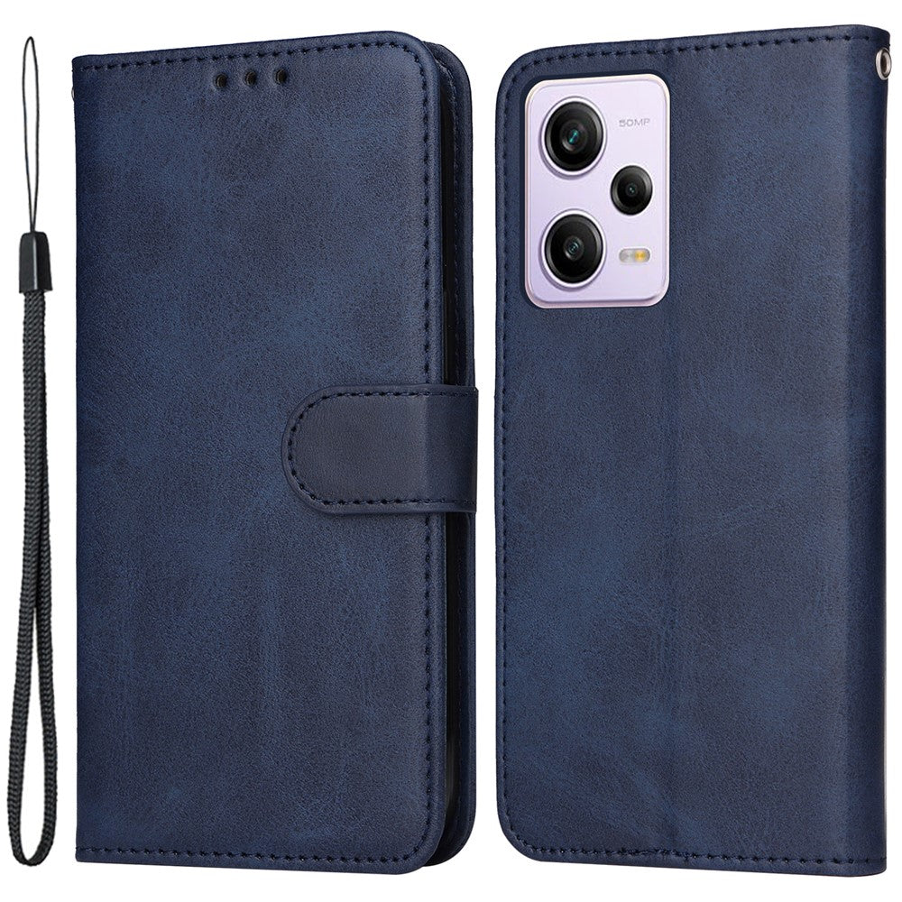 Xiaomi Redmi Note 12 Pro+ 5G Plånboksfodral i PU-läder med kalvstruktur, vikbart stativ, magnetisk stängning, mobilfodral med rem
