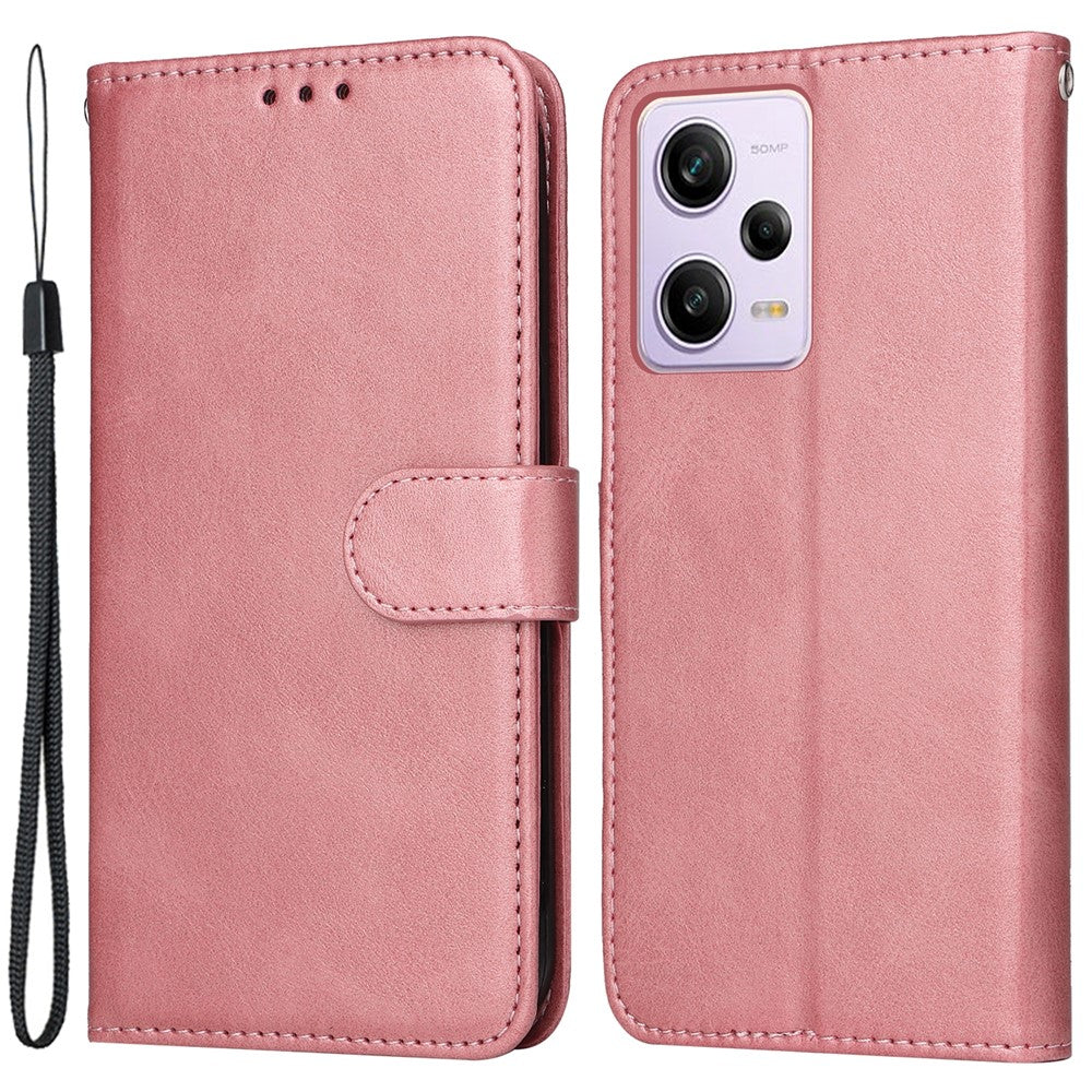 Xiaomi Redmi Note 12 Pro+ 5G Plånboksfodral i PU-läder med kalvstruktur, vikbart stativ, magnetisk stängning, mobilfodral med rem