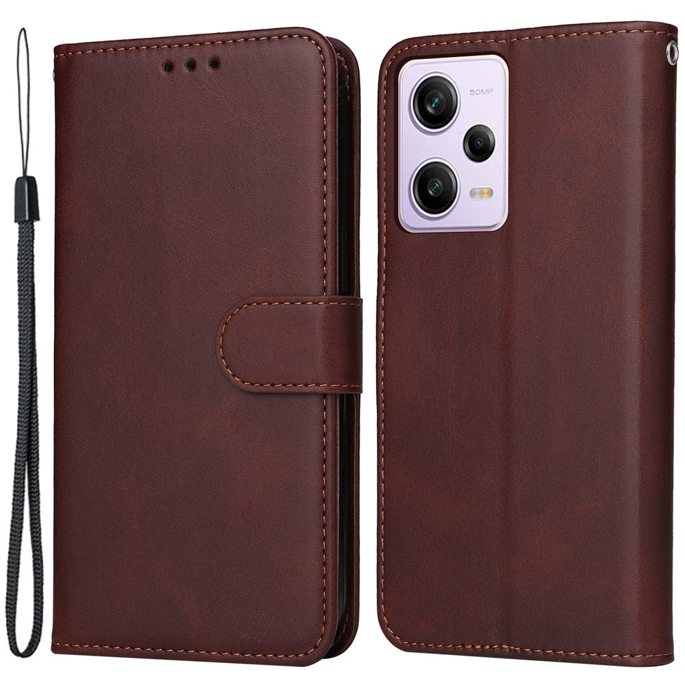 Xiaomi Redmi Note 12 Pro+ 5G Plånboksfodral i PU-läder med kalvstruktur, vikbart stativ, magnetisk stängning, mobilfodral med rem