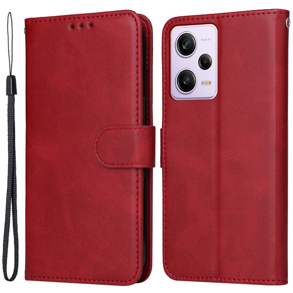 Xiaomi Redmi Note 12 Pro+ 5G Plånboksfodral i PU-läder med kalvstruktur, vikbart stativ, magnetisk stängning, mobilfodral med rem