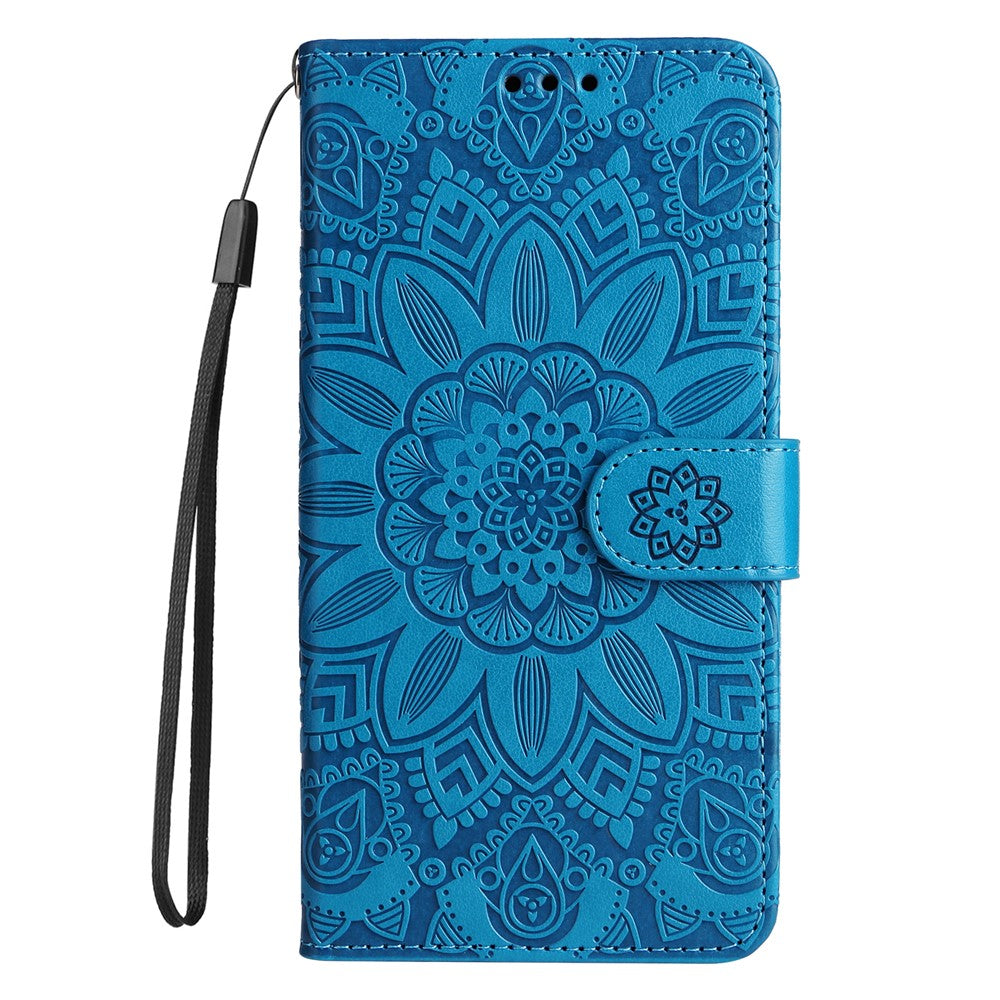 For Xiaomi Redmi Note 12 Pro+ 5G PU Leather Sunflower Imprinted Phone Case Magnetic Closure Hands-free Stand Flip Cover with Wrist Strap
