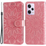 For Xiaomi Redmi Note 12 Pro+ 5G PU Leather Sunflower Imprinted Phone Case Magnetic Closure Hands-free Stand Flip Cover with Wrist Strap