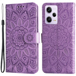 For Xiaomi Redmi Note 12 Pro+ 5G PU Leather Sunflower Imprinted Phone Case Magnetic Closure Hands-free Stand Flip Cover with Wrist Strap