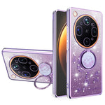KADEM For Oppo Find X9 Ultra 5G Phone Case Ring Kickstand TPU Flowers Phone Cover Gradient Glitter