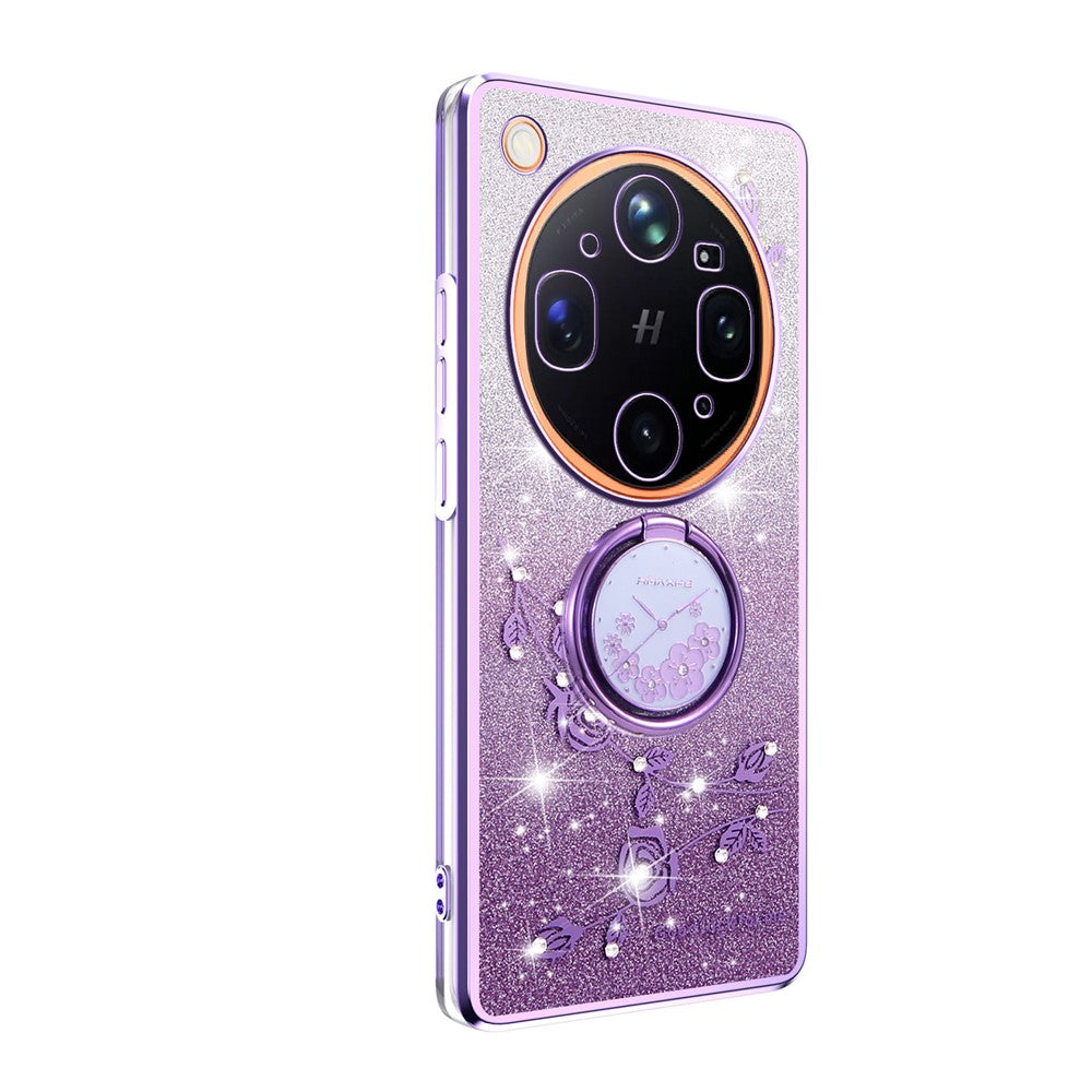 KADEM För Oppo Find X9 Ultra 5G mobilskal Ringstativ TPU Blommor mobilskal Gradient Glitter