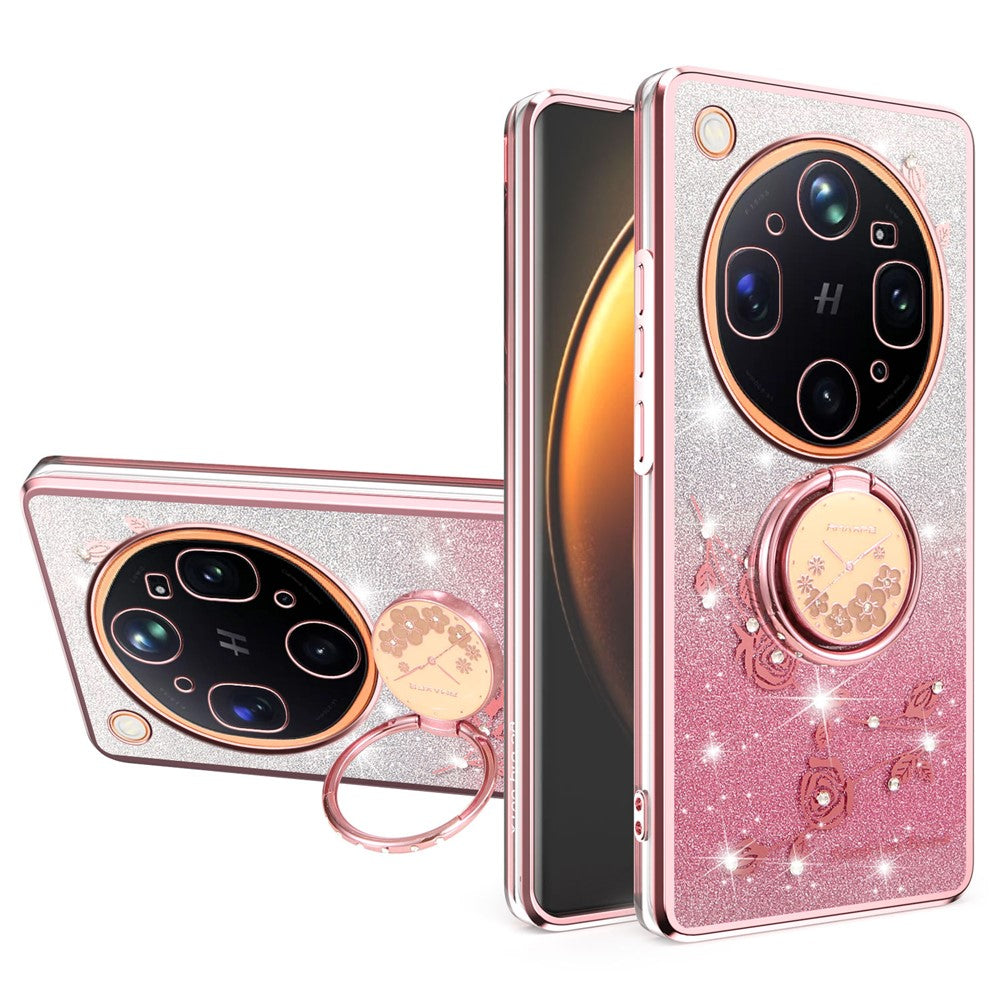 KADEM För Oppo Find X9 Ultra 5G mobilskal Ringstativ TPU Blommor mobilskal Gradient Glitter