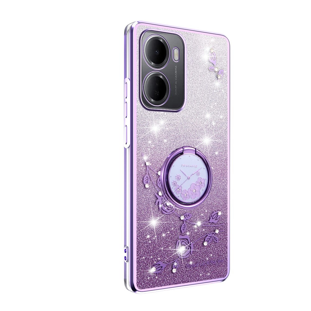 KADEM För Xiaomi Redmi 15a 5G mobilskal Ringstativ TPU Blommor mobilskal Gradient Glitter