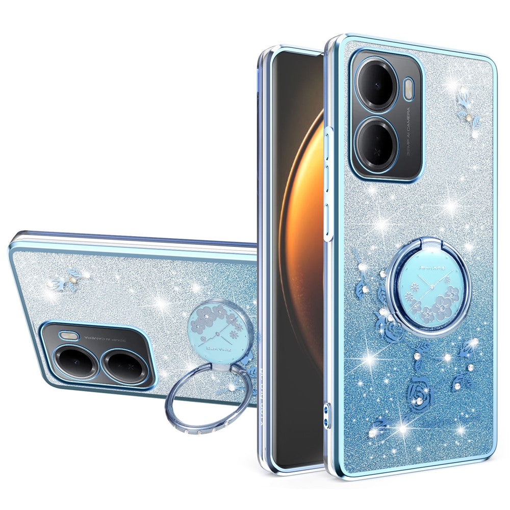 KADEM För Xiaomi Redmi 15a 5G mobilskal Ringstativ TPU Blommor mobilskal Gradient Glitter