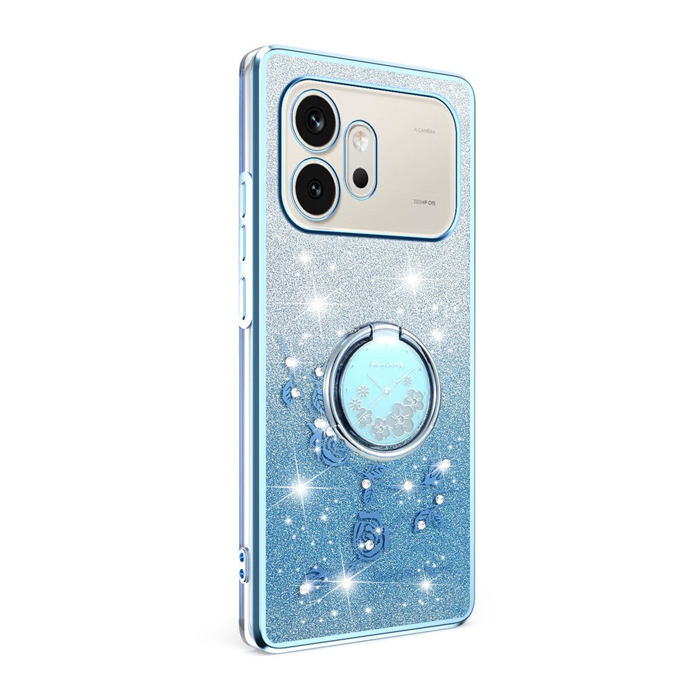 KADEM For Honor 600 5G Telefoncover Ring Kickstand TPU Blomster Telefoncover Gradient Glitter