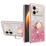 KADEM For Honor 600 5G Telefoncover Ring Kickstand TPU Blomster Telefoncover Gradient Glitter