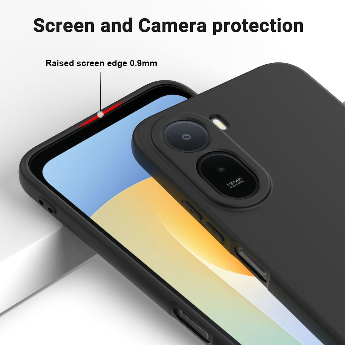 For Xiaomi Poco C81 Pro 4G Liquid Silicone Case Phone Back Cover with Hand Strap