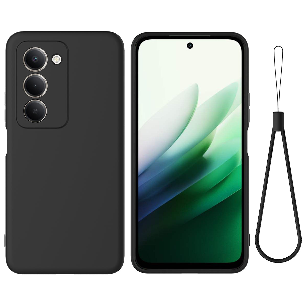 For Xiaomi Poco M8s 5G / Xiaomi Redmi Note 15R / Xiaomi Redmi 15 4G (169mm) Liquid Silicone Case Phone Back Cover with Hand Strap