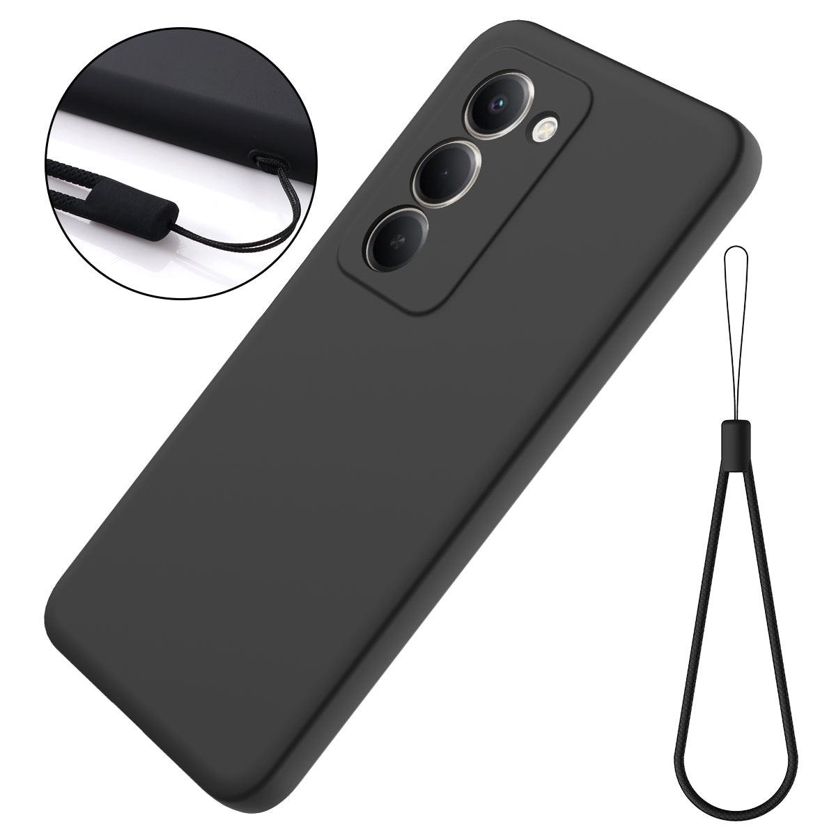 For Xiaomi Poco M8s 5G / Xiaomi Redmi Note 15R / Xiaomi Redmi 15 4G (169mm) Liquid Silicone Case Phone Back Cover with Hand Strap