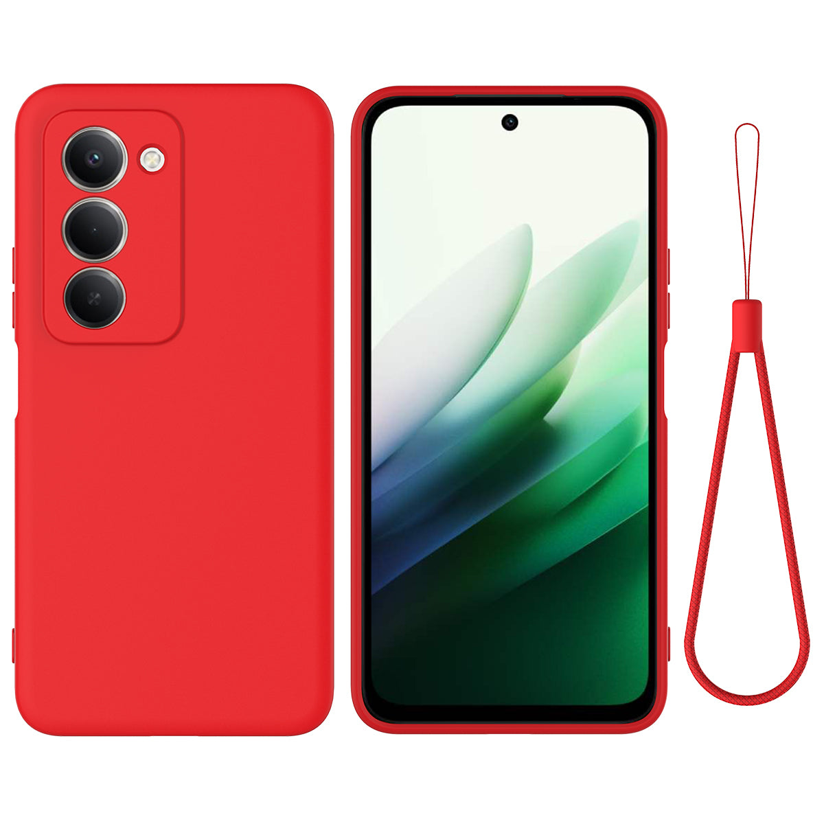 For Xiaomi Poco M8s 5G / Xiaomi Redmi Note 15R / Xiaomi Redmi 15 4G (169mm) Liquid Silicone Case Phone Back Cover with Hand Strap