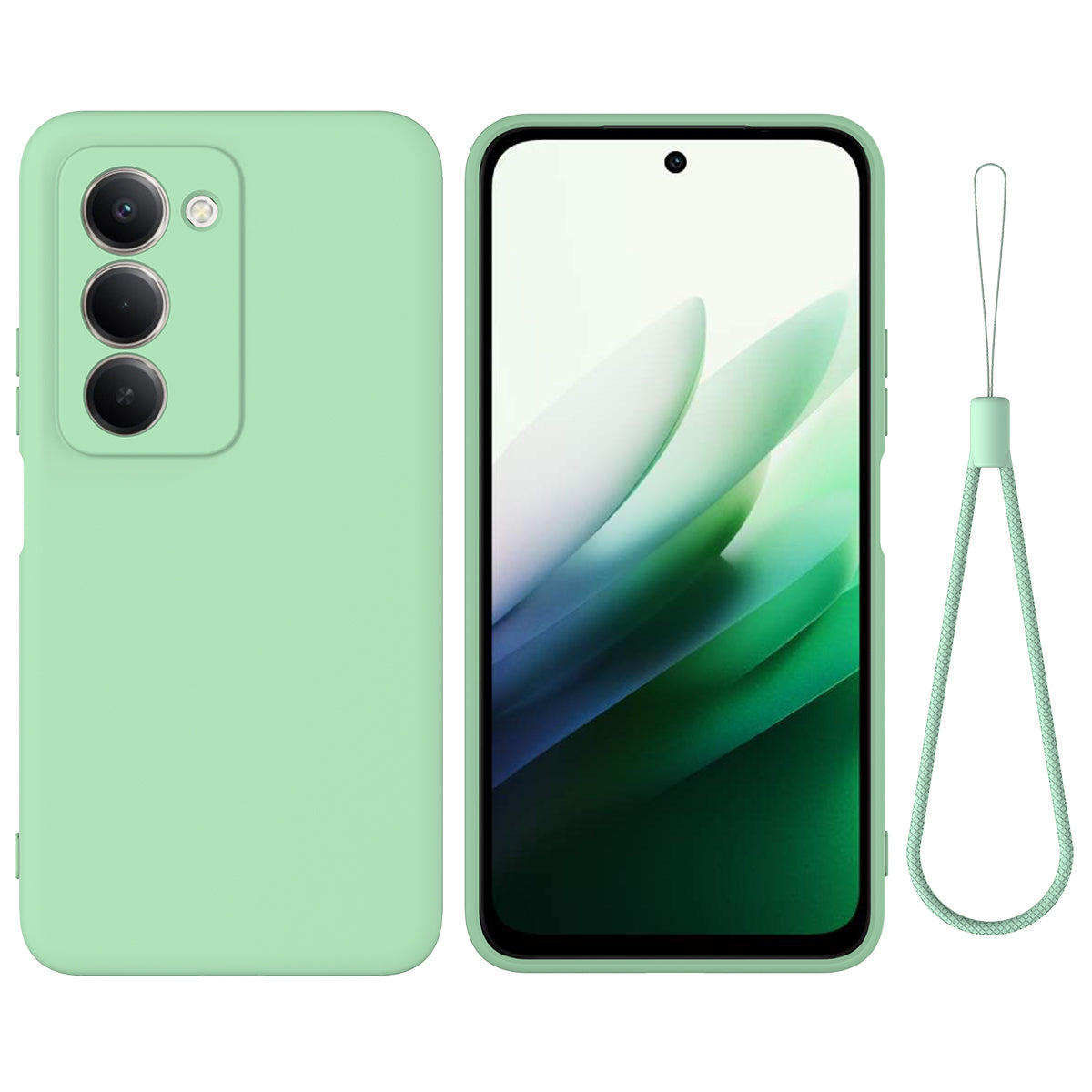 For Xiaomi Poco M8s 5G / Xiaomi Redmi Note 15R / Xiaomi Redmi 15 4G (169mm) Liquid Silicone Case Phone Back Cover with Hand Strap