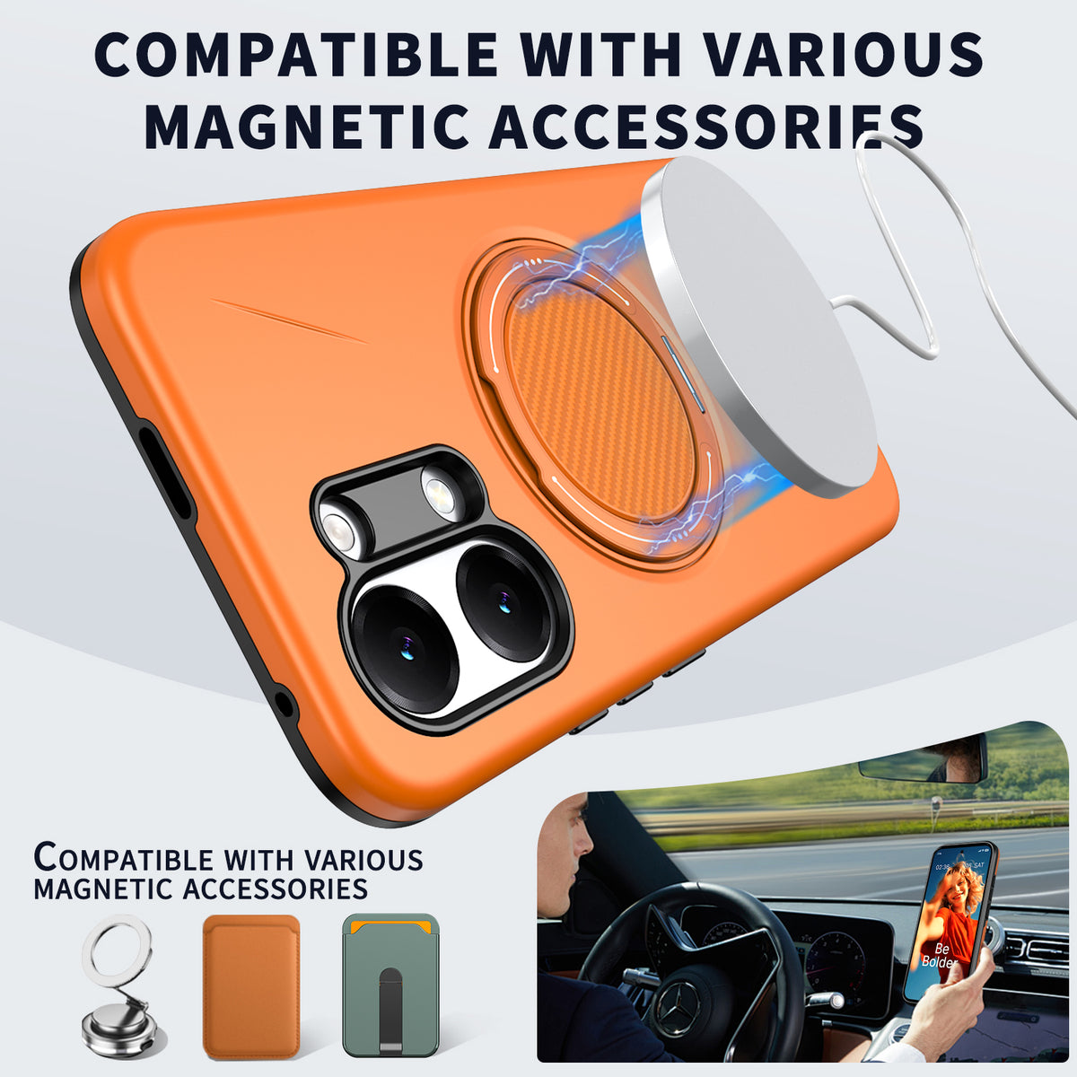 For Xiaomi Poco X8 Pro Max 5G / Xiaomi Redmi Turbo 5 Max 5G Magnetic Case Rotating Kickstand TPU + PC Phone Cover