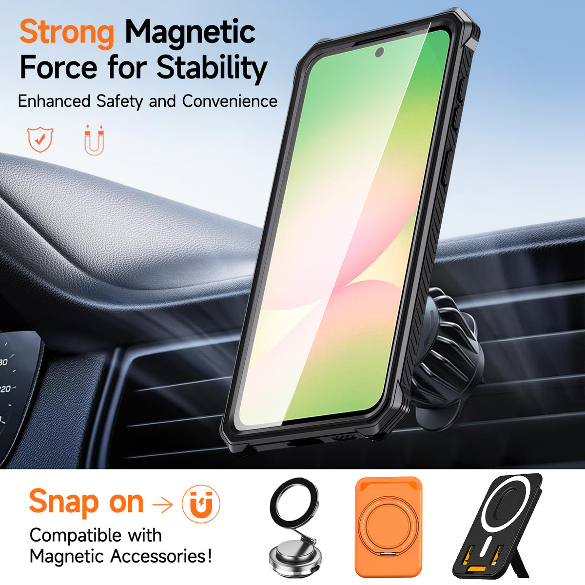 Samsung Galaxy A27 5G / Galaxy A36 5G / Galaxy A56 5G / Galaxy A37 5G magnetisk TPU + PC-stativcover til mobil, faldsikring