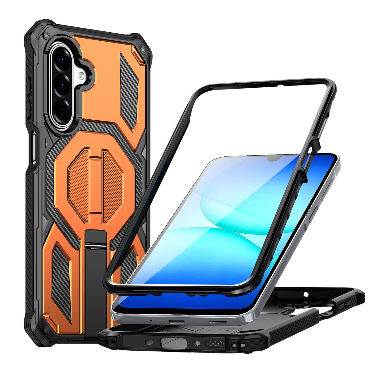 Samsung Galaxy A17 4G / Galaxy A16 5G / Galaxy A16 4G / Galaxy A26 5G / Galaxy A17 5G magnetisk TPU + PC-mobilcover med stativ og stødabsorbering