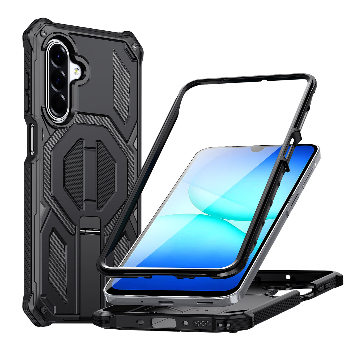 Samsung Galaxy A17 4G / Galaxy A16 5G / Galaxy A16 4G / Galaxy A26 5G / Galaxy A17 5G magnetisk TPU + PC-mobilcover med stativ og stødabsorbering