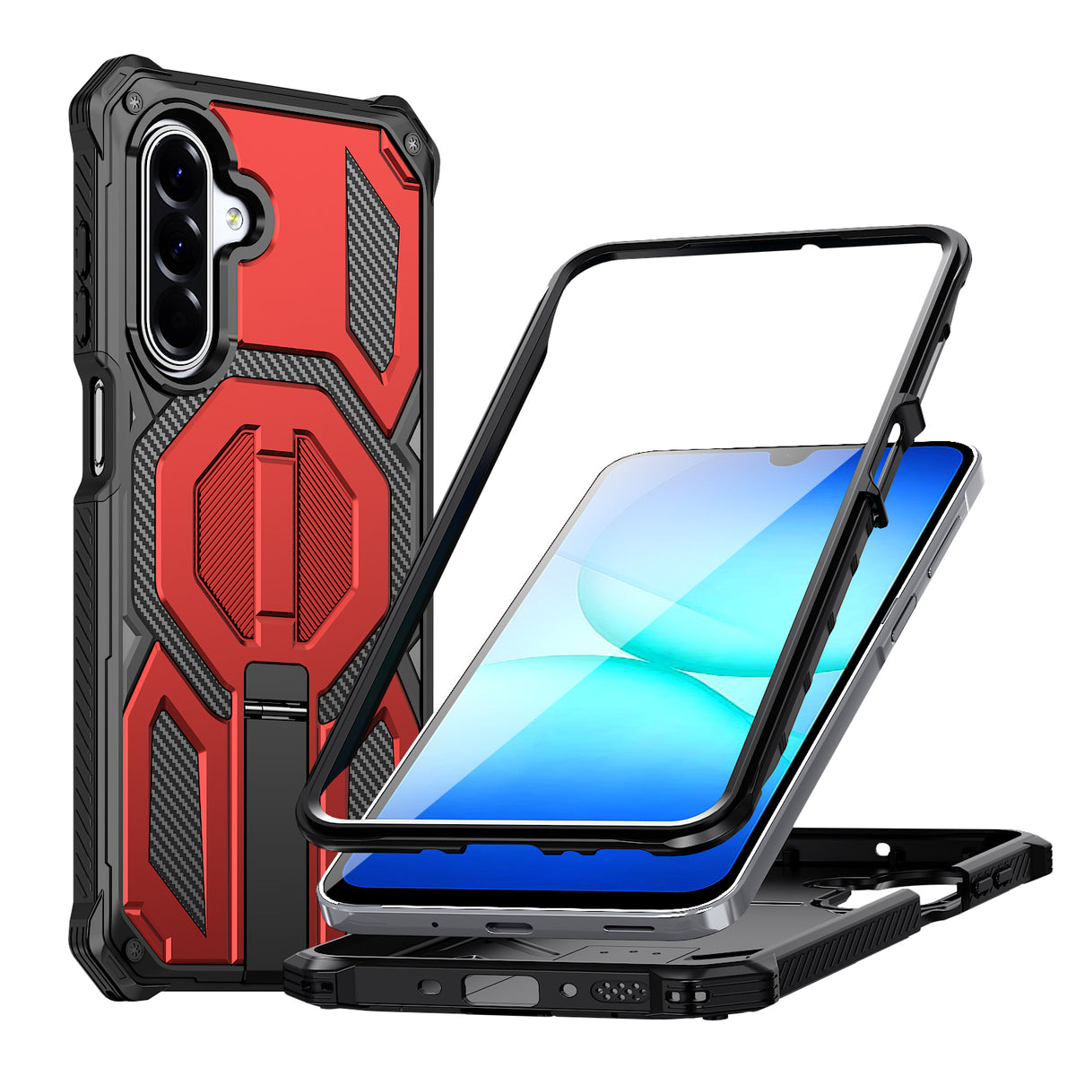 Samsung Galaxy A17 4G / Galaxy A16 5G / Galaxy A16 4G / Galaxy A26 5G / Galaxy A17 5G magnetisk TPU + PC-mobilcover med stativ og stødabsorbering