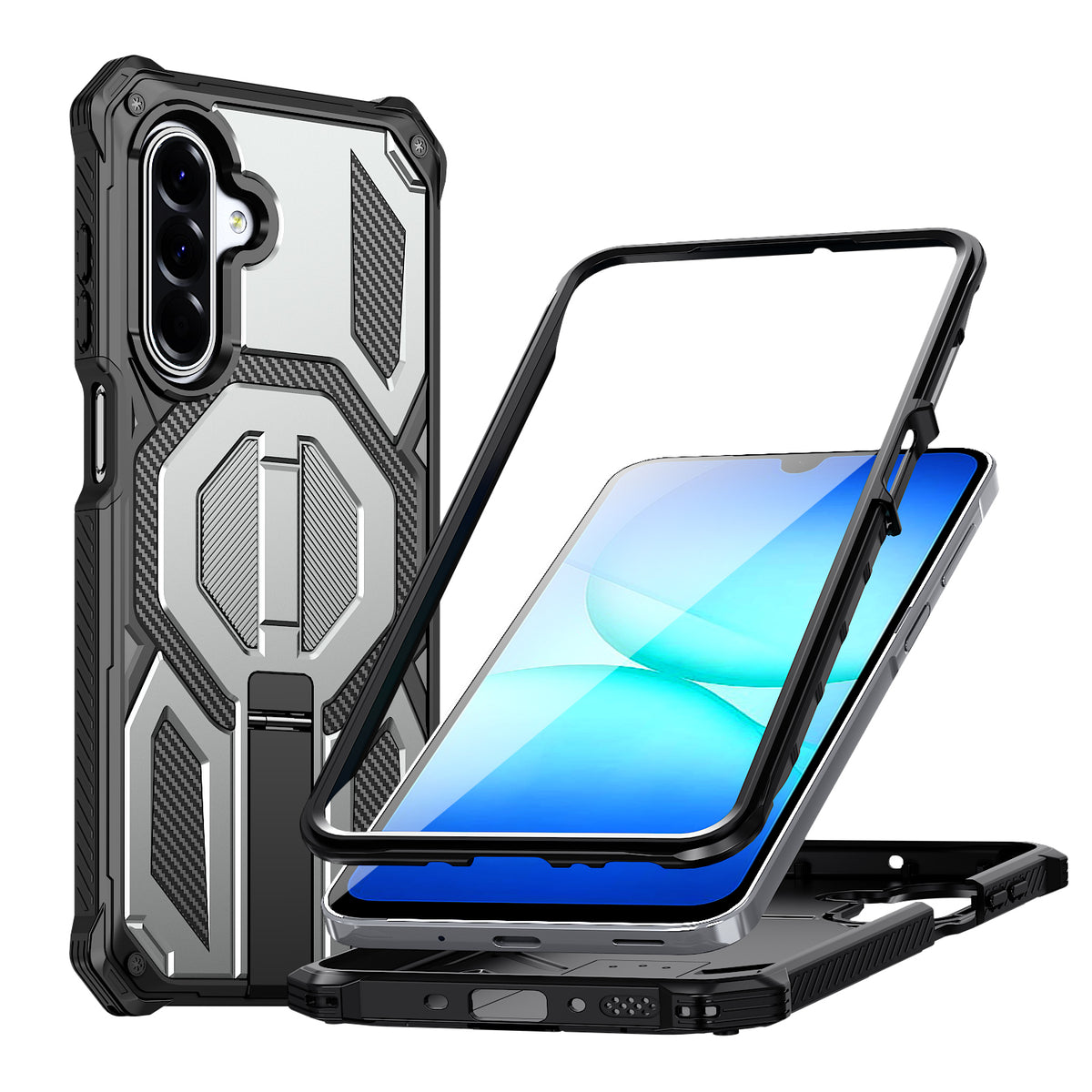 Samsung Galaxy A17 4G / Galaxy A16 5G / Galaxy A16 4G / Galaxy A26 5G / Galaxy A17 5G magnetisk TPU + PC-mobilcover med stativ og stødabsorbering