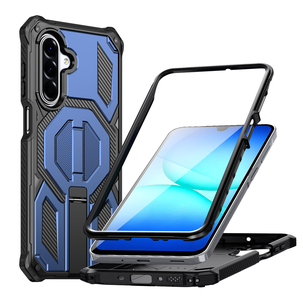 Samsung Galaxy A17 4G / Galaxy A16 5G / Galaxy A16 4G / Galaxy A26 5G / Galaxy A17 5G magnetisk TPU + PC-mobilcover med stativ og stødabsorbering