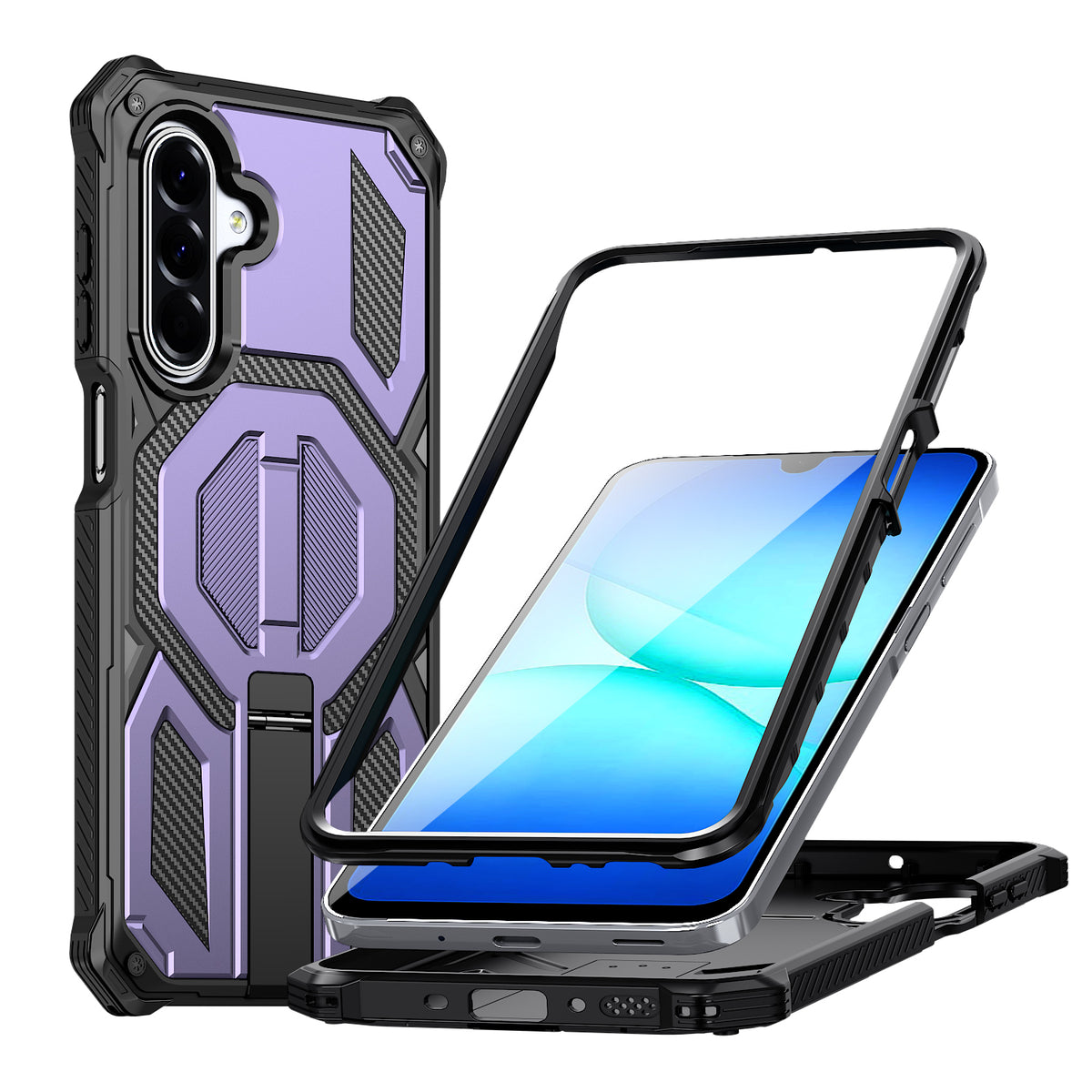 Samsung Galaxy A17 4G / Galaxy A16 5G / Galaxy A16 4G / Galaxy A26 5G / Galaxy A17 5G magnetisk TPU + PC-mobilcover med stativ og stødabsorbering