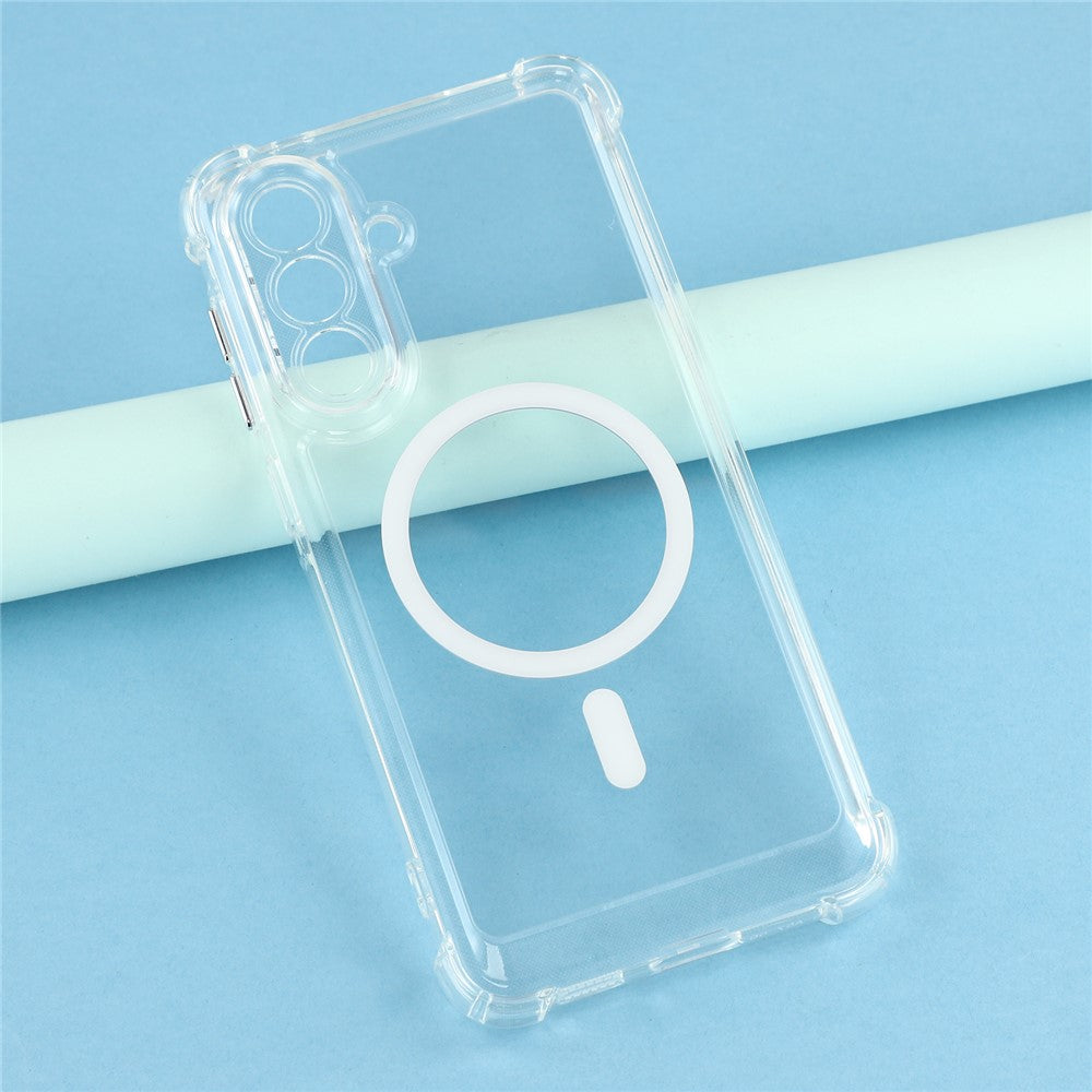 Magnetic Case For Samsung Galaxy A18 5G / A18 4G / A17 5G / A17 4G Electroplated Buttons PC TPU Shockproof Clear Cover
