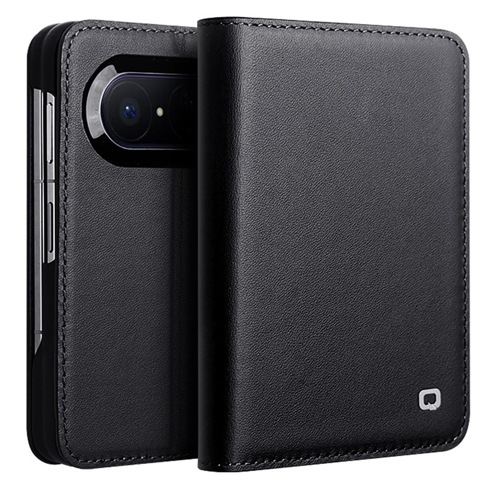 QIALINO För Huawei Pura X Max Plånboksfodral i äkta nötskinn med fällbart lock till mobilen