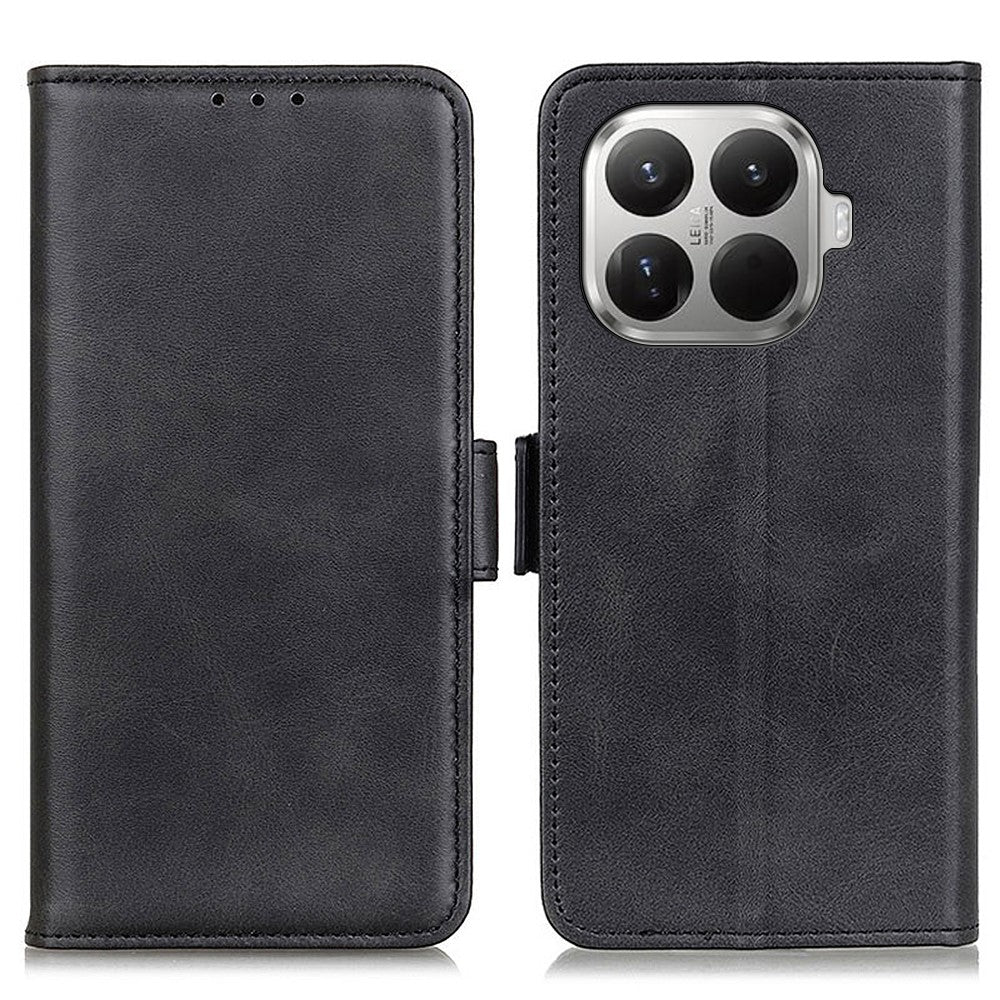Xiaomi 17T Pro-skal i läder med stativ, kohudstruktur, PU-läder