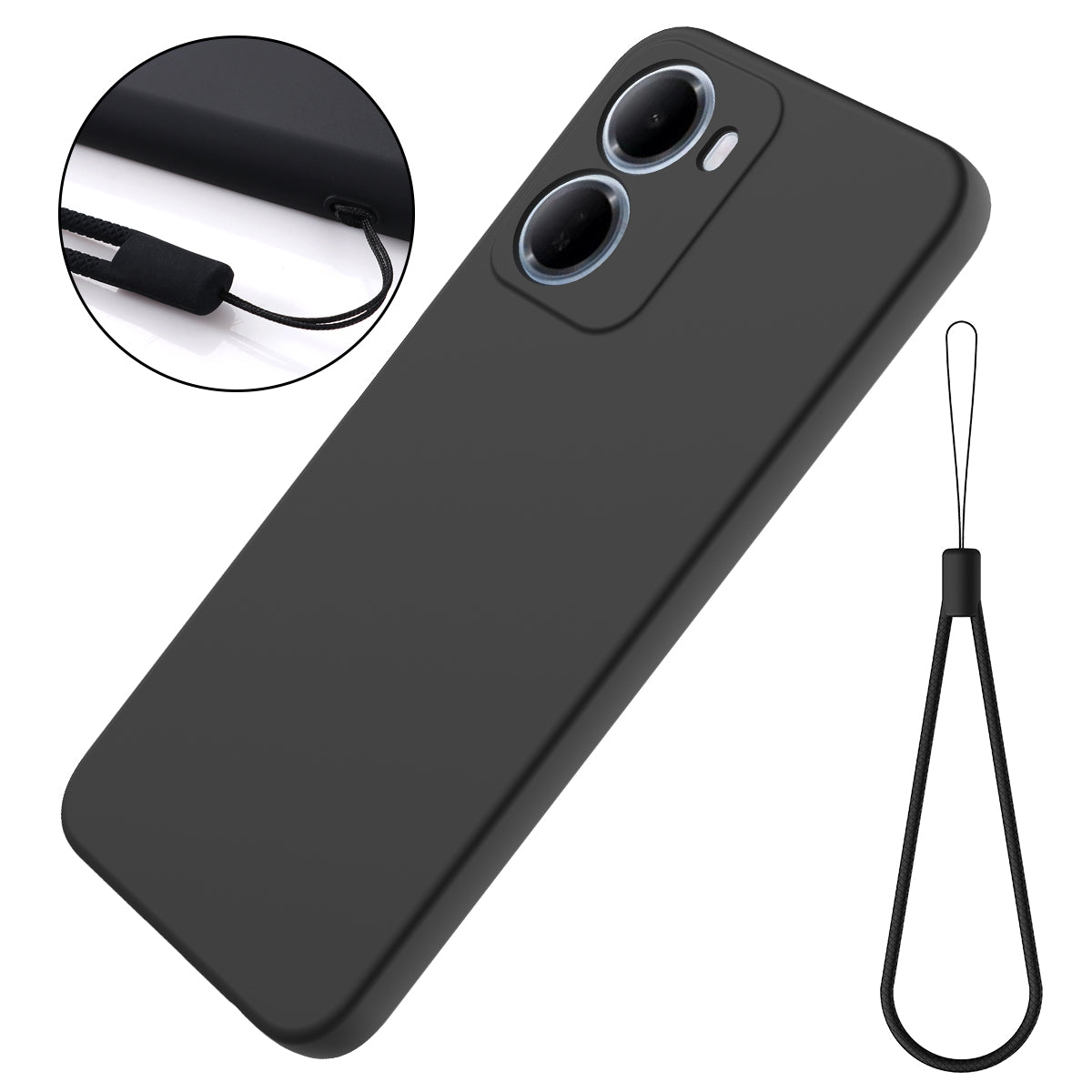 For Xiaomi Redmi R70 5G / Xiaomi Redmi R70m 5G / Xiaomi Redmi 15a 5G Liquid Silicone Case Phone Back Cover with Hand Strap