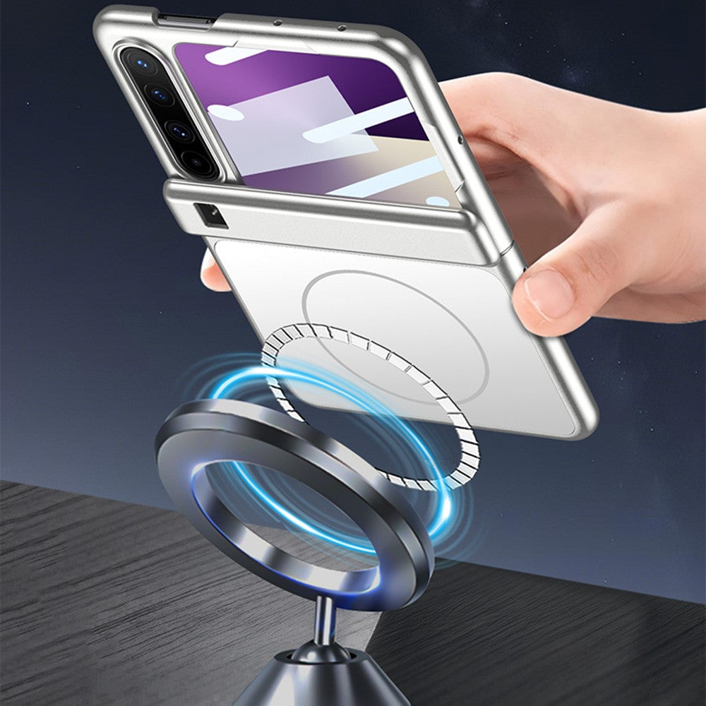 For Huawei Pura X Magnetic Case Matte PC Anti-Fingerprint Phone Cover with Rear Screen Protector