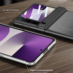 For Huawei Pura X Magnetic Case Matte PC Anti-Fingerprint Phone Cover with Rear Screen Protector